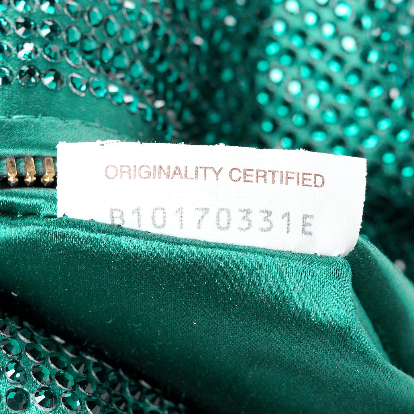 Crystal Embellished Satin Mini Hotfix Jodie Emerald