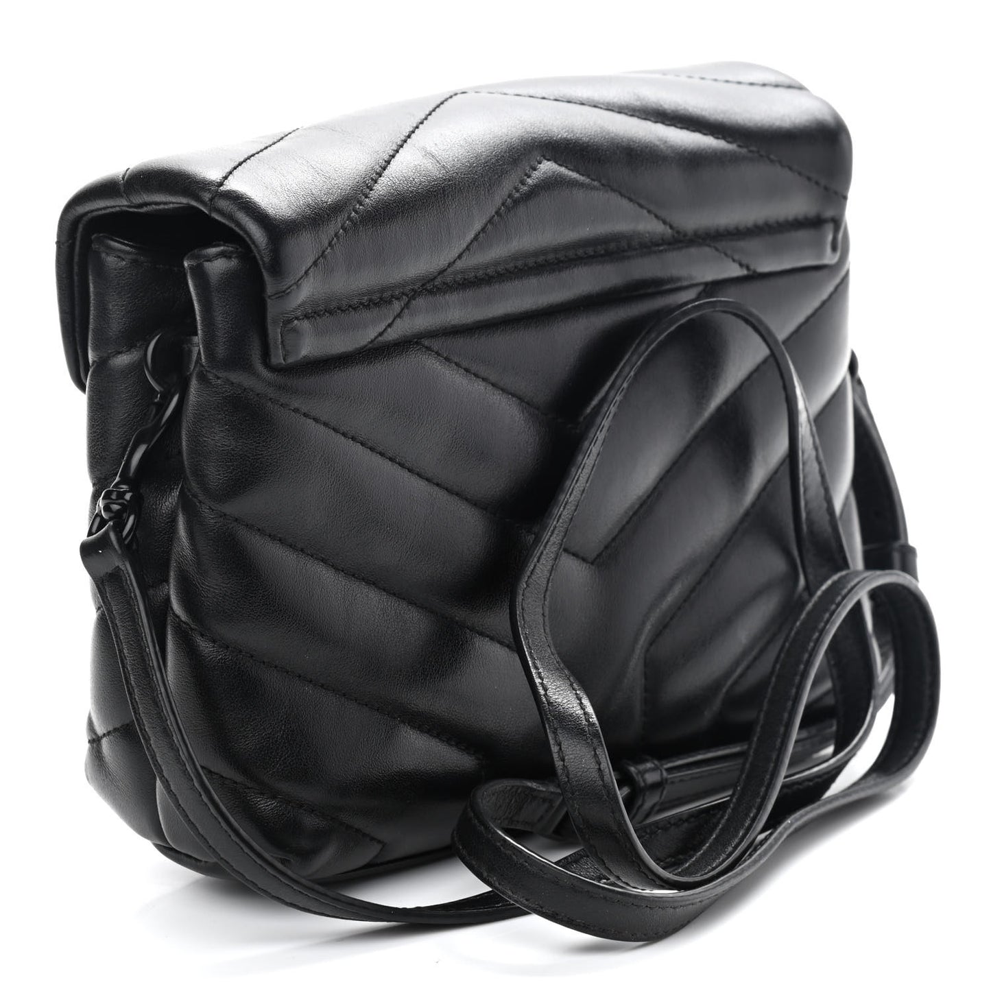 Calfskin Y Quilted Monogram Toy Loulou Crossbody Bag Black