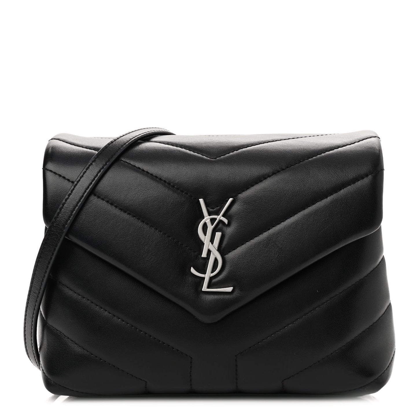 Calfskin Y Quilted Monogram Toy Loulou Crossbody Bag Black