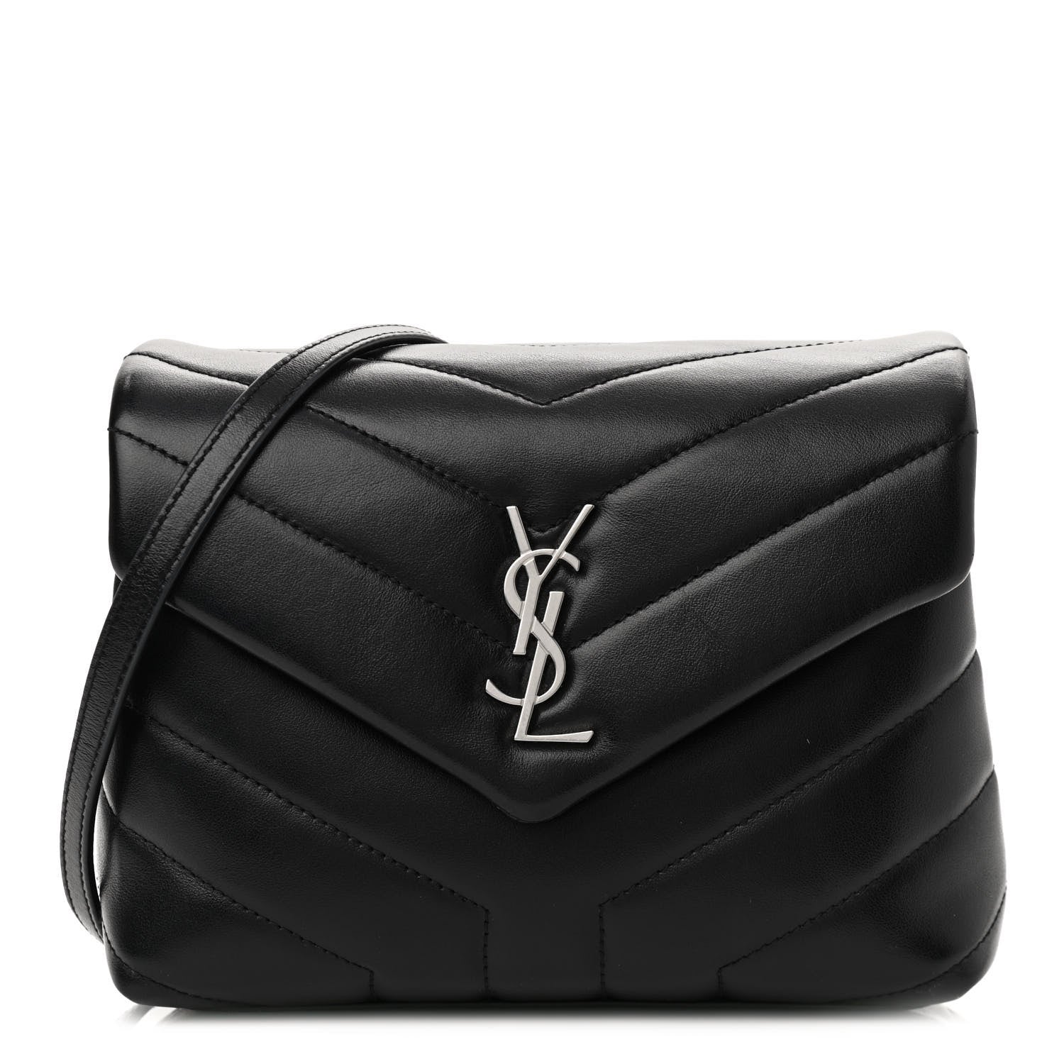 Saint Laurent Calfskin Y Quilted Monogram Toy Loulou Crossbody Bag Black 1 of 12