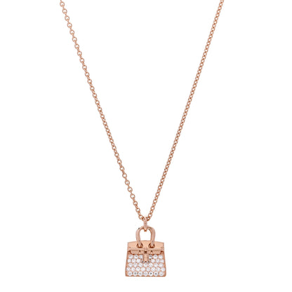Hermes 18K Rose Gold Diamond Birkin Amulettes Pendant Necklace 1 of 6
