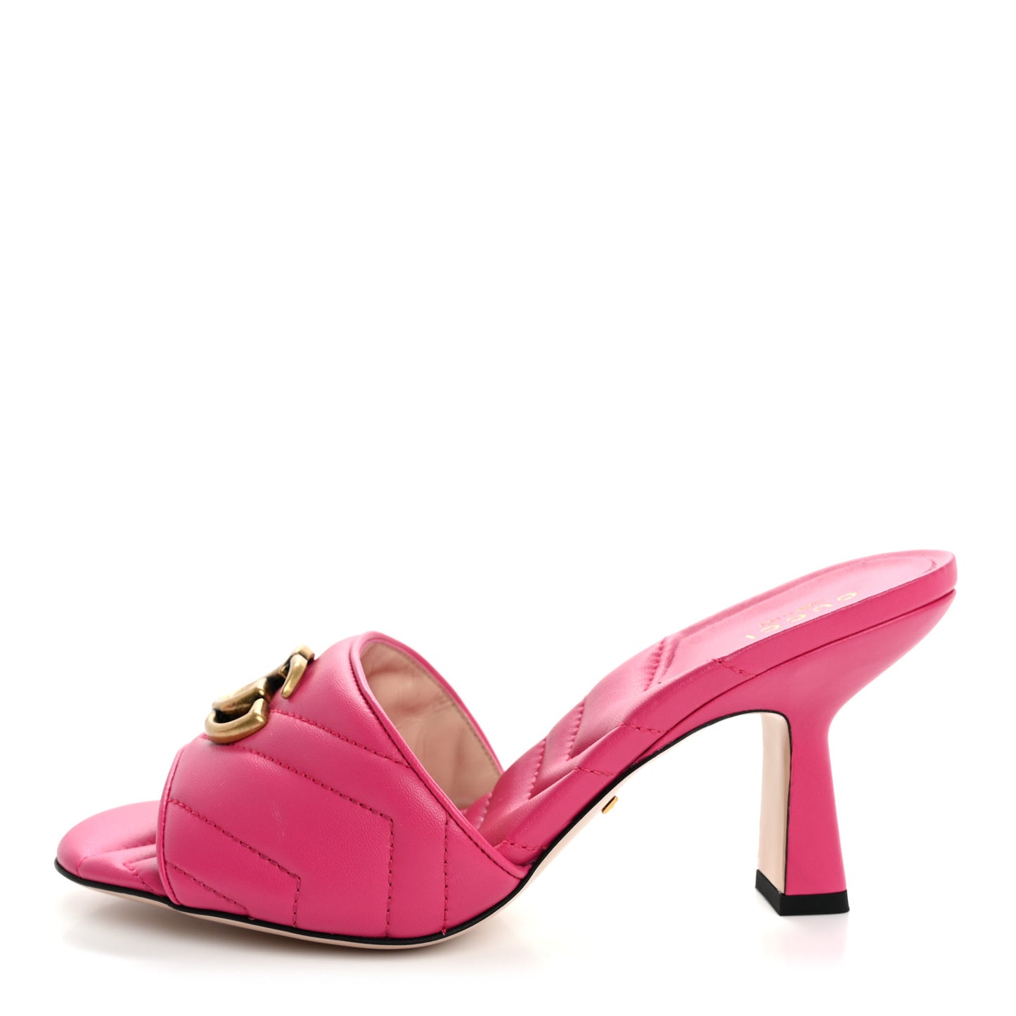 Nappa Matelasse GG Marmont 75mm Slide Sandals 38 Box Pink