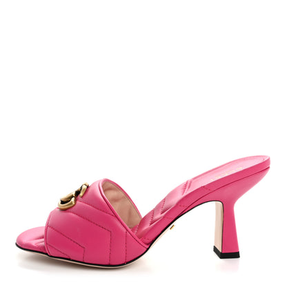 Gucci Nappa Matelasse GG Marmont 75mm Slide Sandals 38 Box Pink 1 of 12
