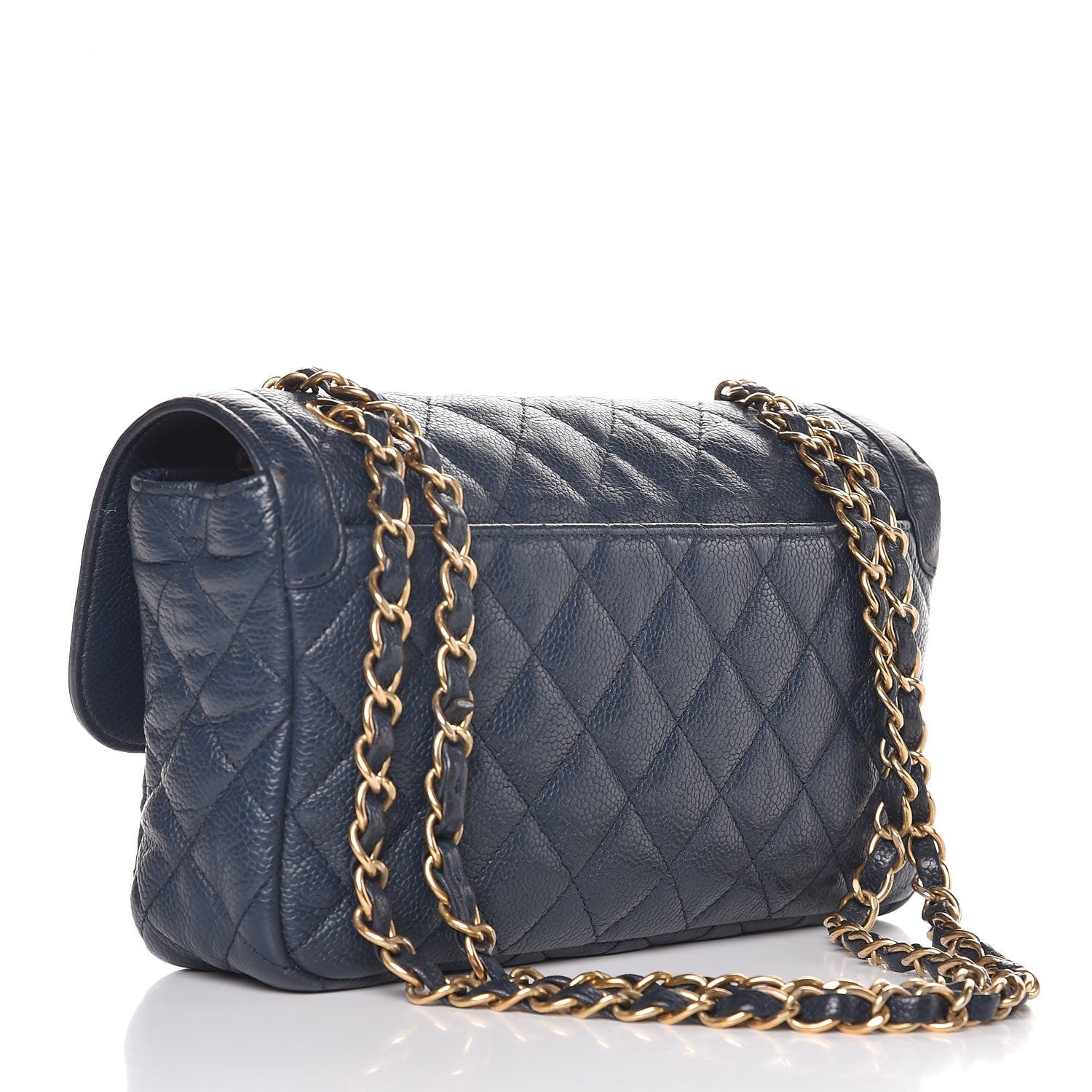 Chanel Crumpled Grained Calfskin Small Two Tone Flap Navy 4 of 10
