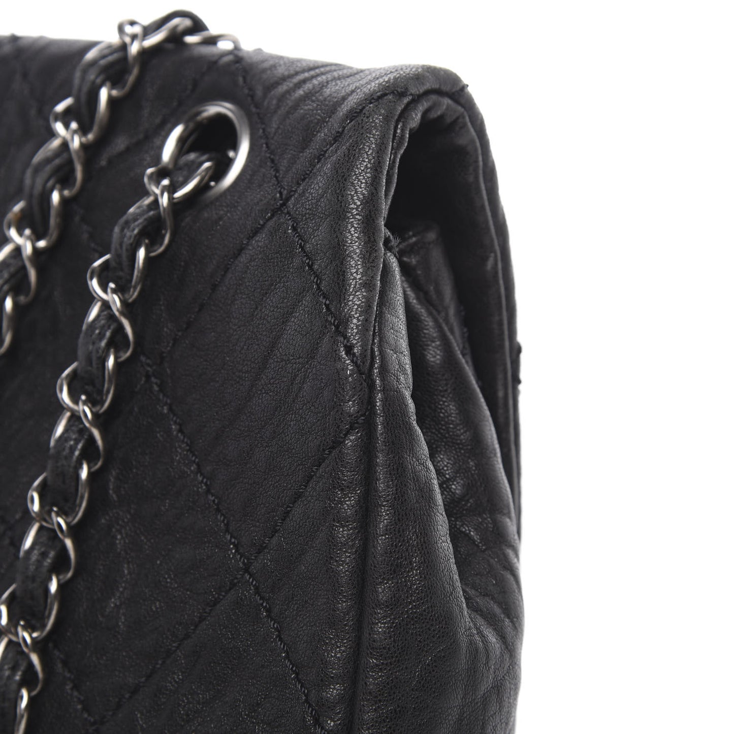 Distressed Lambskin Le Marais Ligne Flap Black