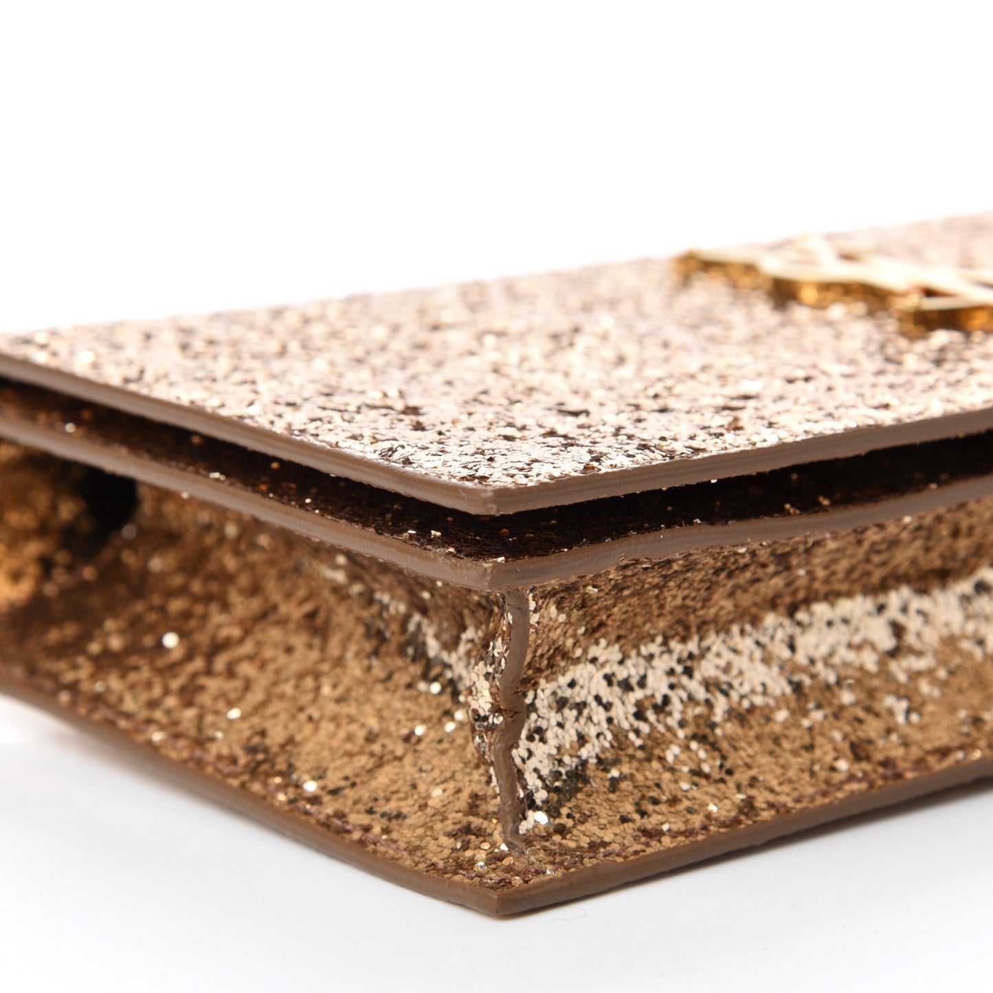 Glitter Classic Kate Monogram Clutch Gold