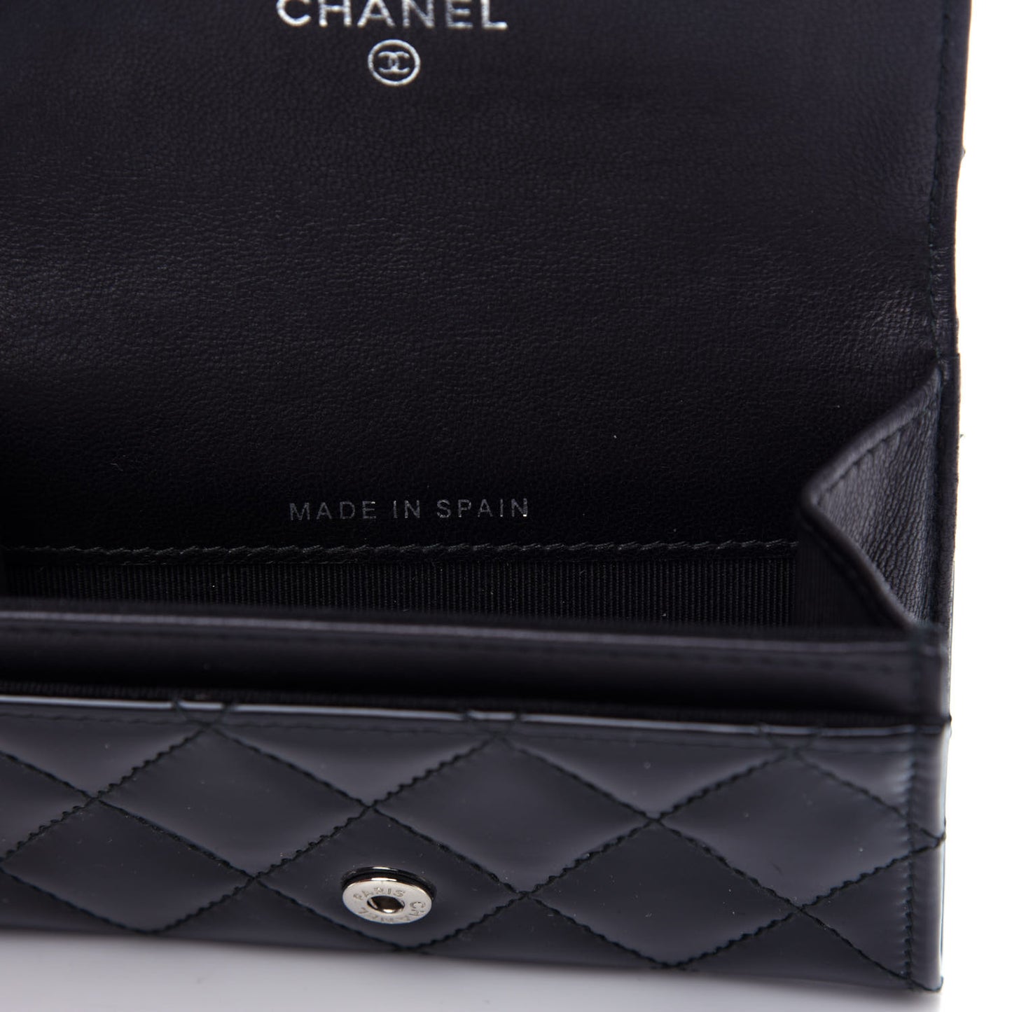 Patent Quilted Flap Card Holder Wallet Black