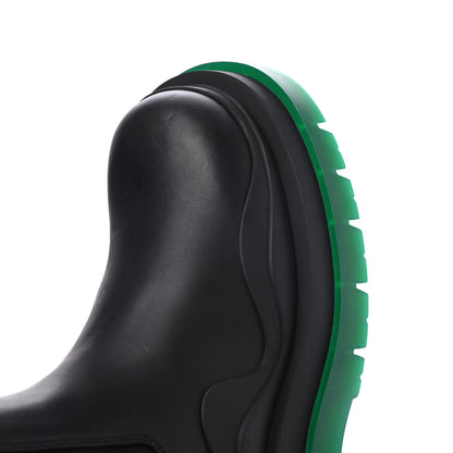 Bottega Veneta Calfskin The Tire Chelsea Boots 37 Black Green 10 of 15