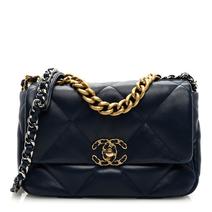 Chanel Lambskin Quilted Medium Chanel 19 Flap Navy Blue 1 of 9