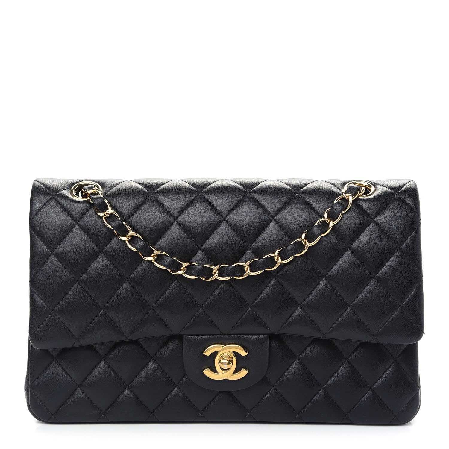 Chanel Lambskin Quilted Medium Double Flap Black 1 of 9