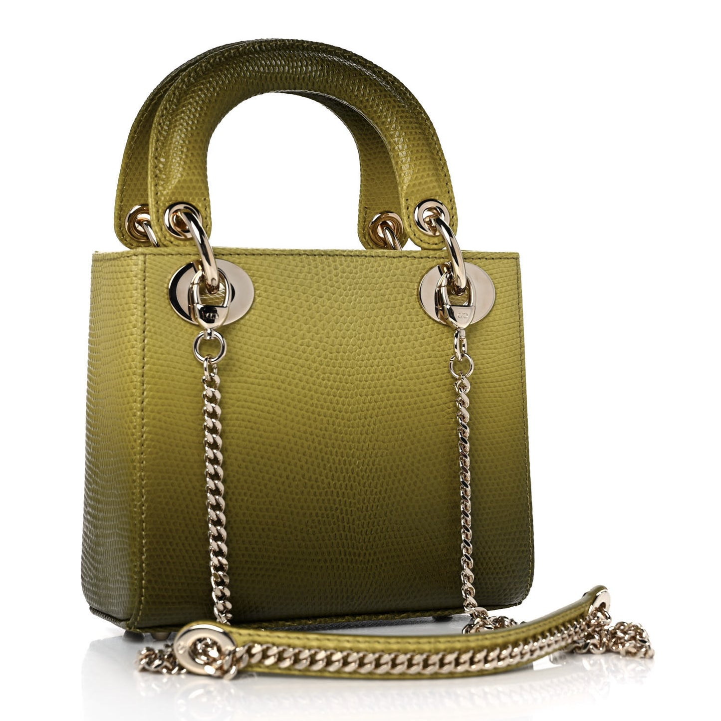 Lizard Gradient Mini Lady Dior Yellow Dark Green