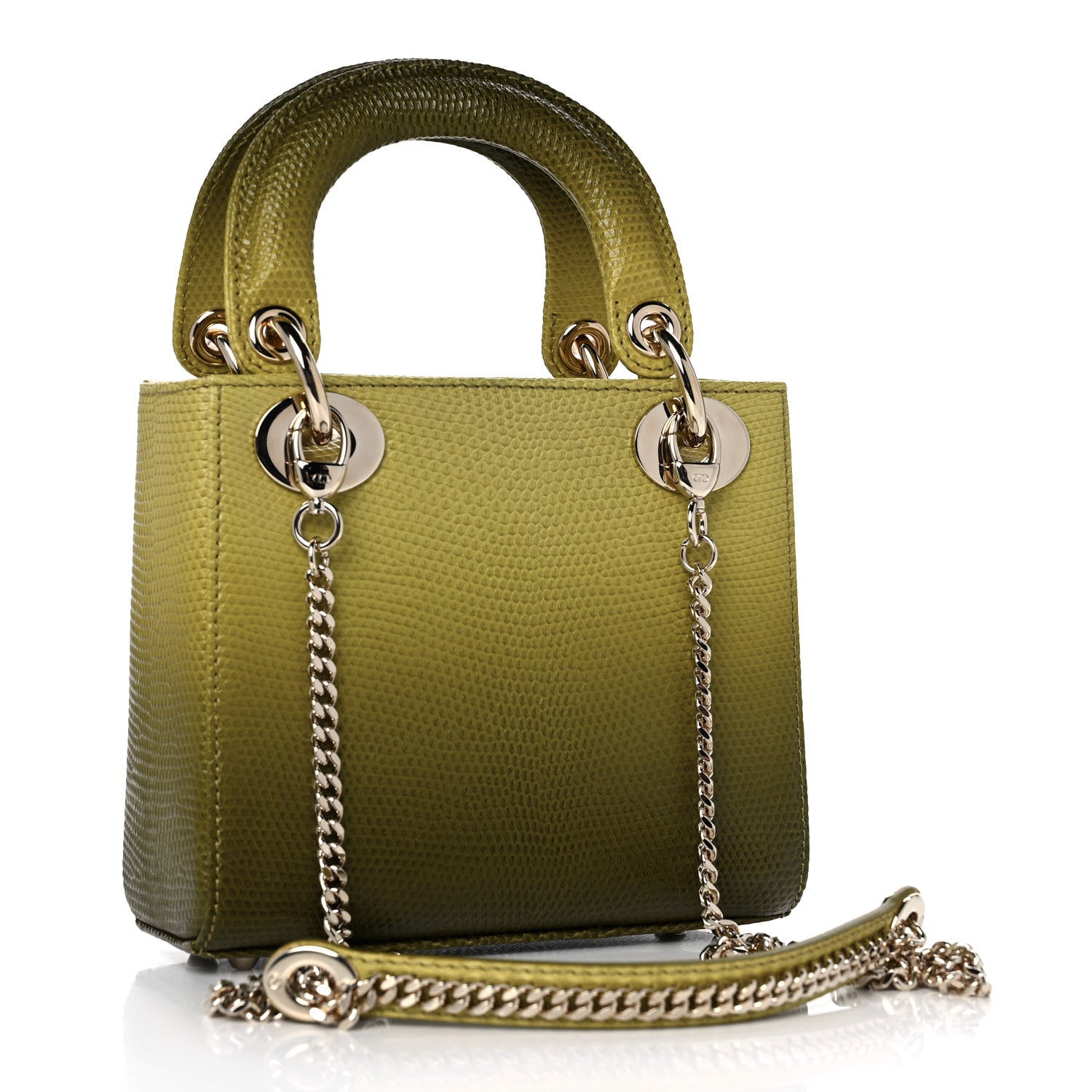 Christian Dior Lizard Gradient Mini Lady Dior Yellow Dark Green 3 of 12