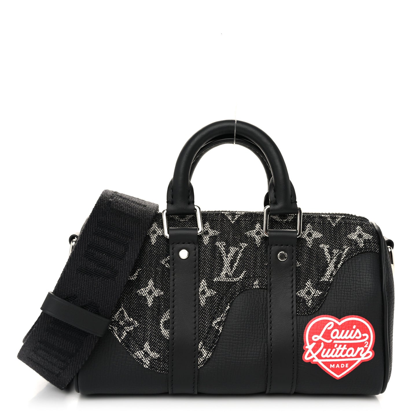 X NIGO Taurillon Monogram Denim Drip Keepall XS Black