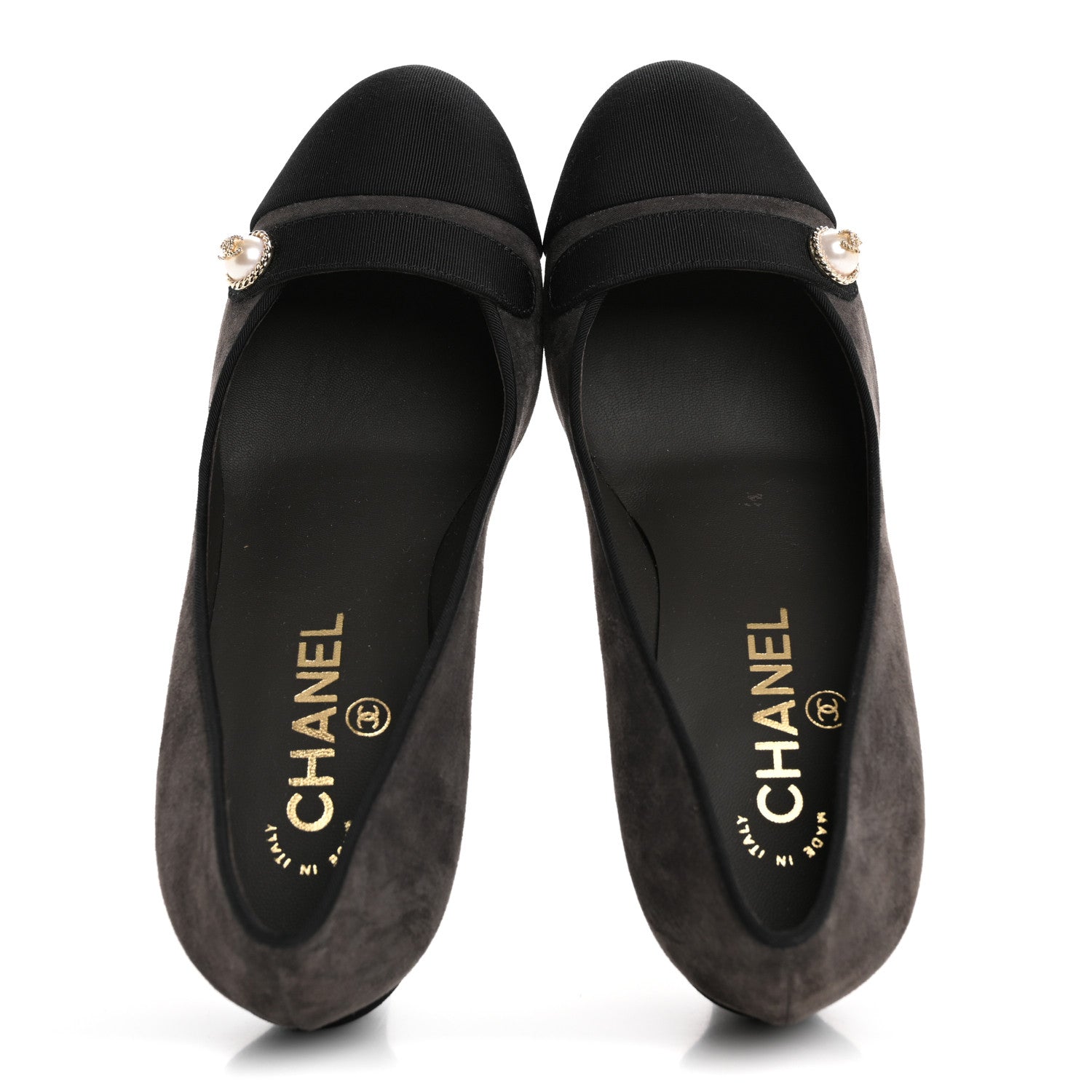 Chanel Glitter Calfskin Grosgrain Cap Toe Pearl Pumps 36.5 2 of 10