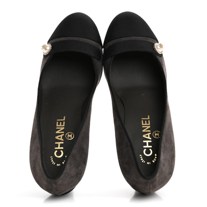 Chanel Glitter Calfskin Grosgrain Cap Toe Pearl Pumps 36.5 2 of 10