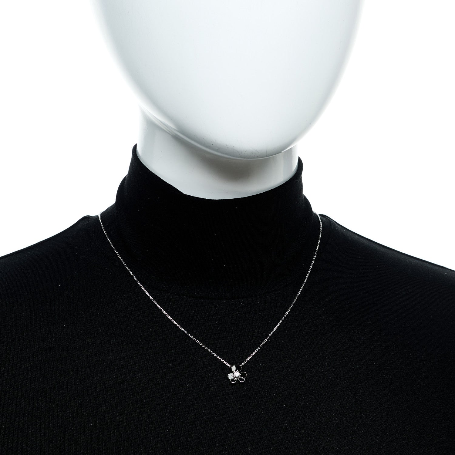 Van Cleef & Arpels 18K White Gold Diamond Mini Frivole Pendant Necklace 2 of 6