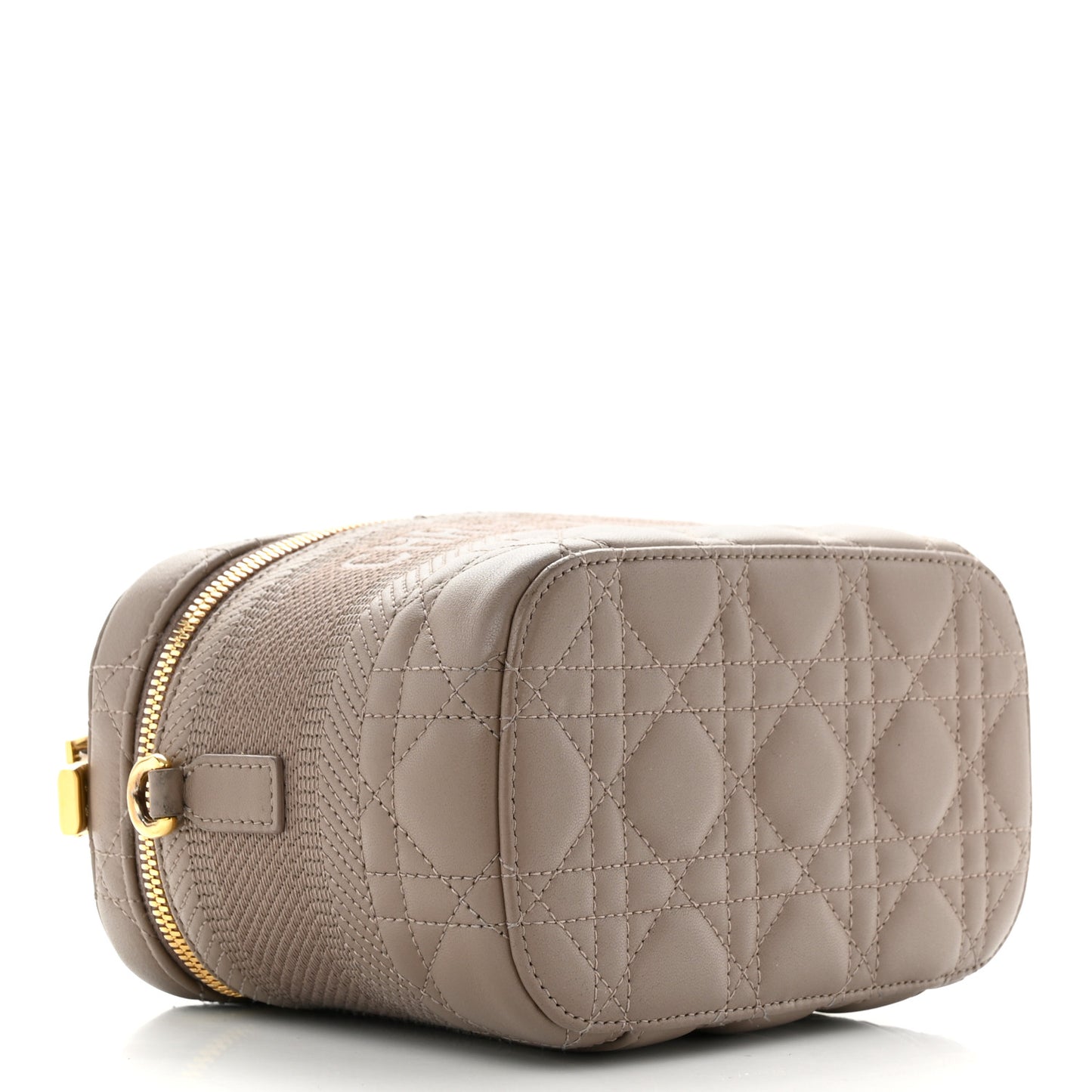 Lambskin Cannage Small Diortravel Vanity Case Warm Taupe