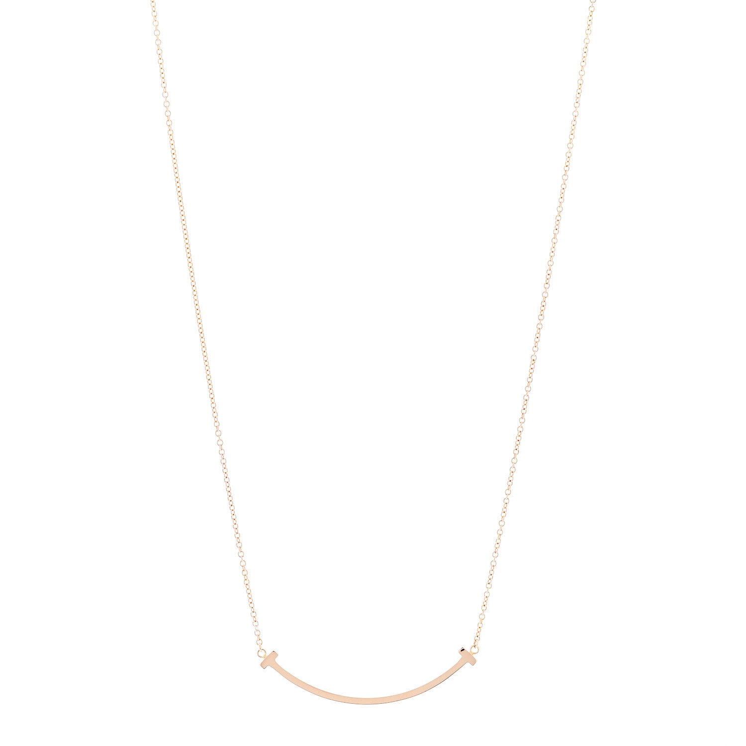 Tiffany 18K Rose Gold Small T Smile Pendant Necklace 1 of 6