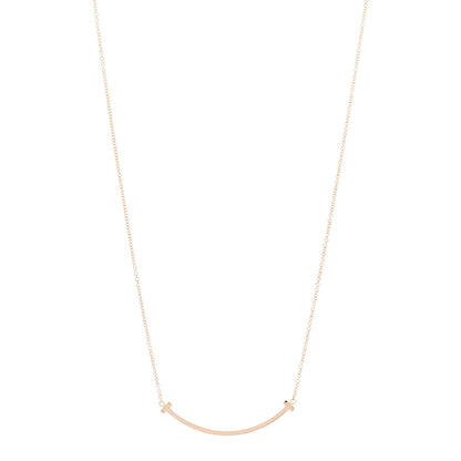 Tiffany 18K Rose Gold Small T Smile Pendant Necklace 1 of 6