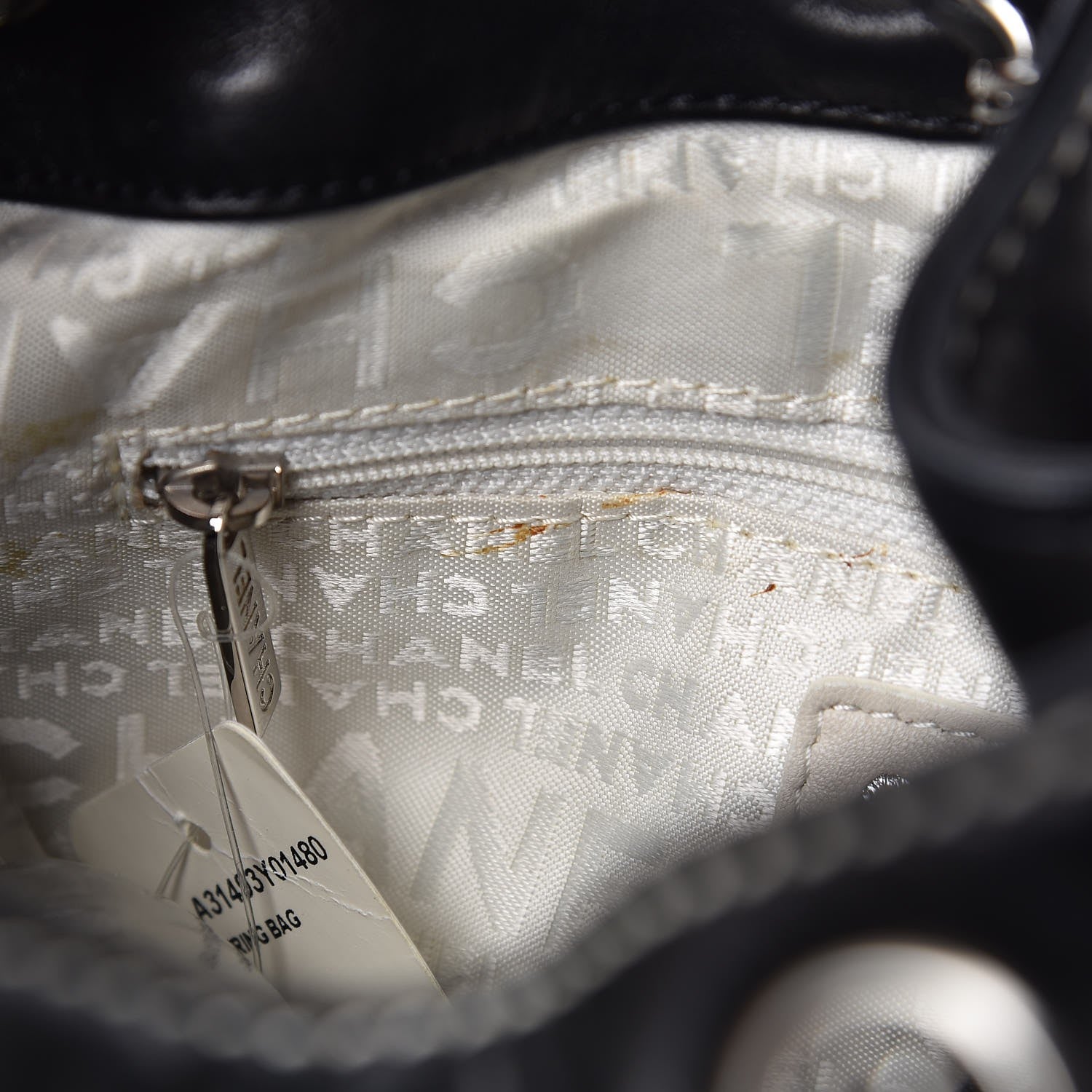 Chanel Lambskin Contrast Stitch Small Drawstring Tote Black 5 of 5