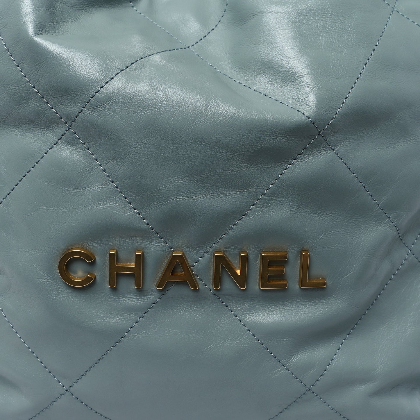 Shiny Calfskin Quilted Small Chanel 22 Grey