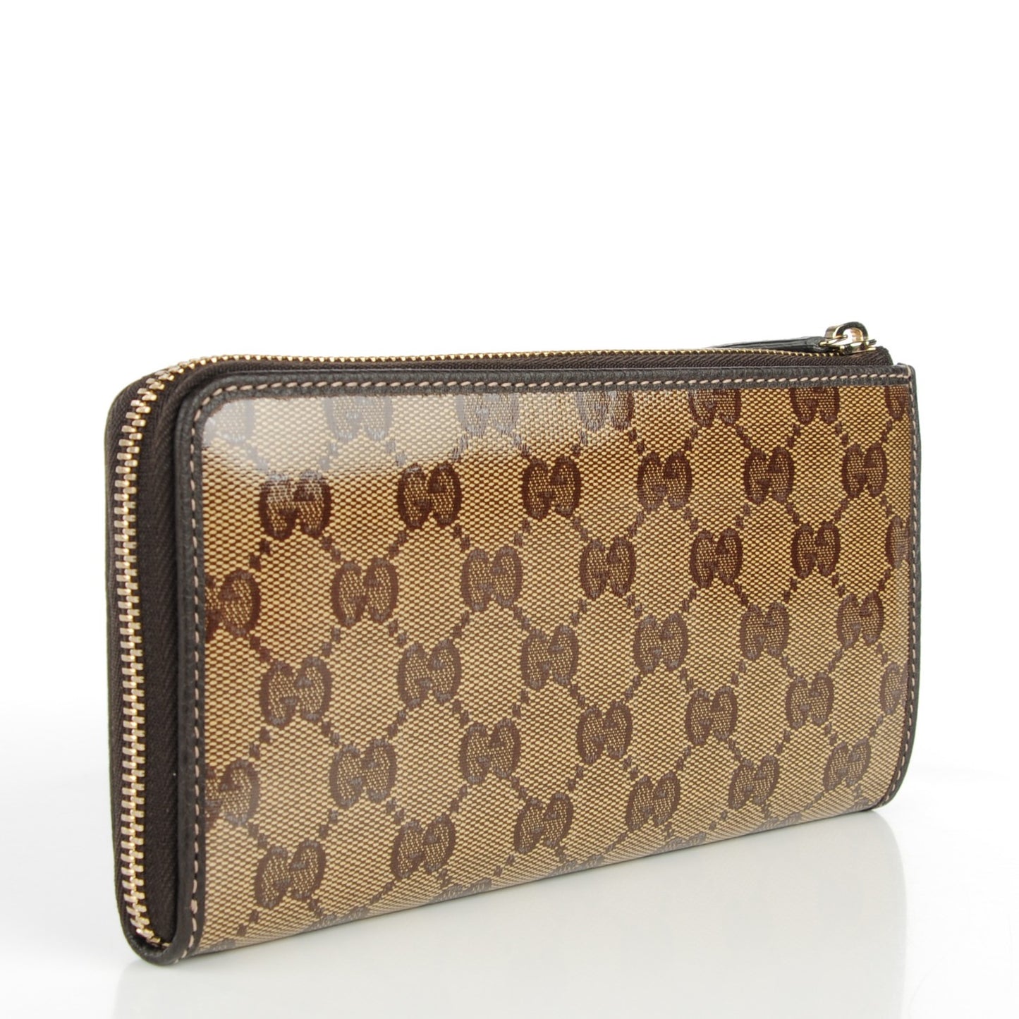 Crystal Monogram Dollar Calfskin Donna Long Wallet Beige Ebony Testa di Moro