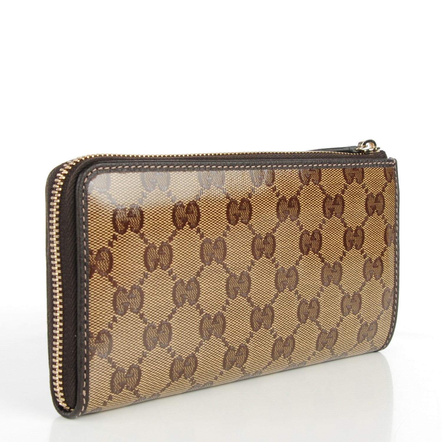 Gucci Crystal Monogram Dollar Calfskin Donna Long Wallet Beige Ebony Testa di Moro 3 of 7