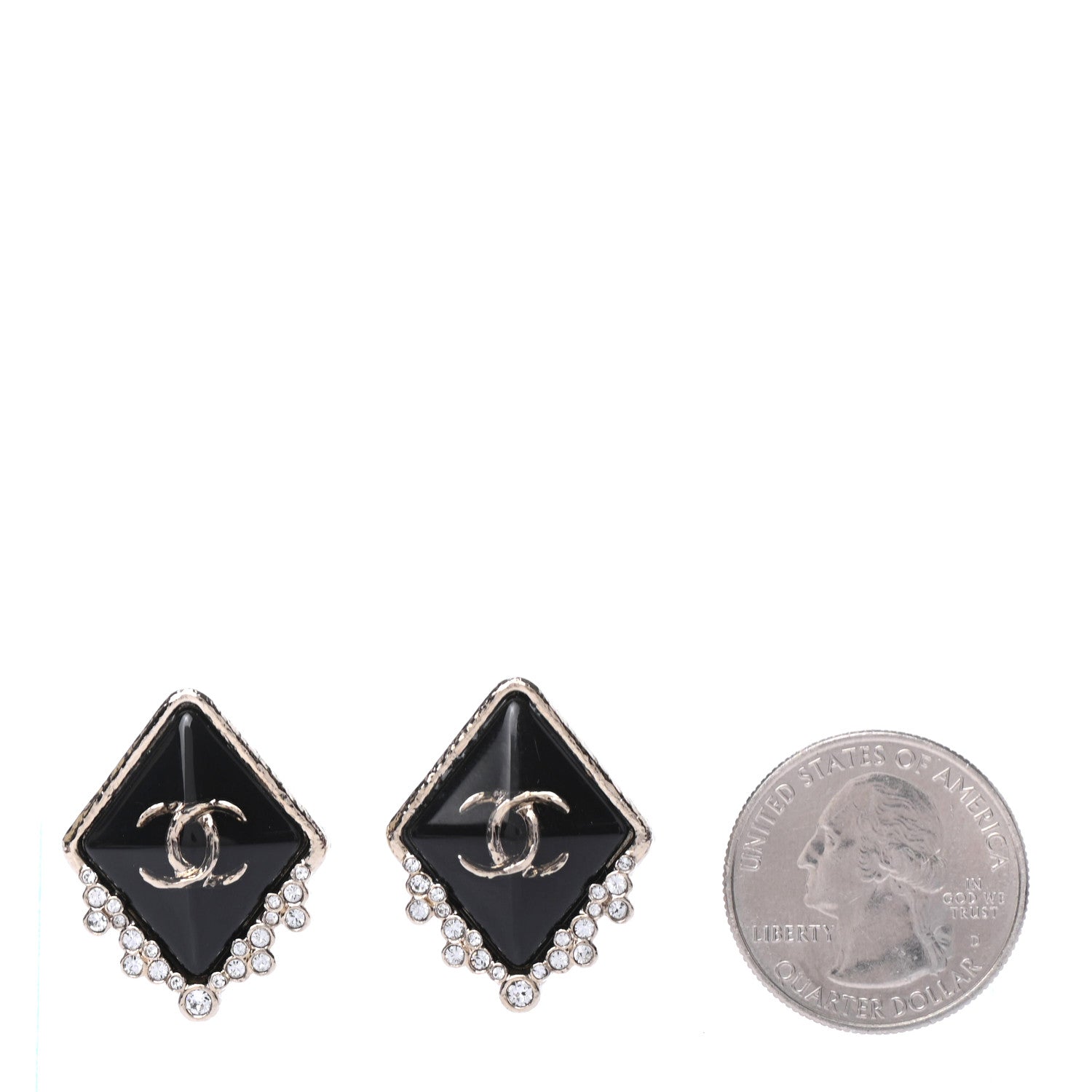 Chanel Crystal Resin CC Earrings Gold 2 of 4