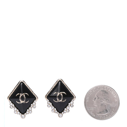 Chanel Crystal Resin CC Earrings Gold 2 of 4