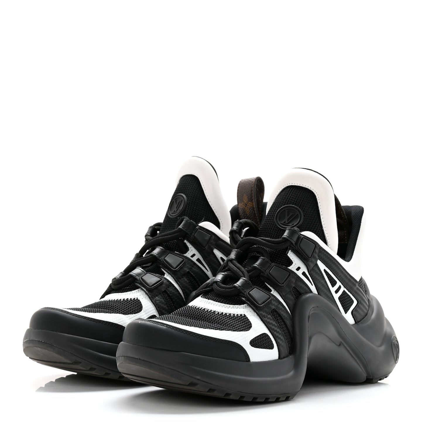 Calfskin Technical Nylon LV Archlight Sneakers 37 Black White