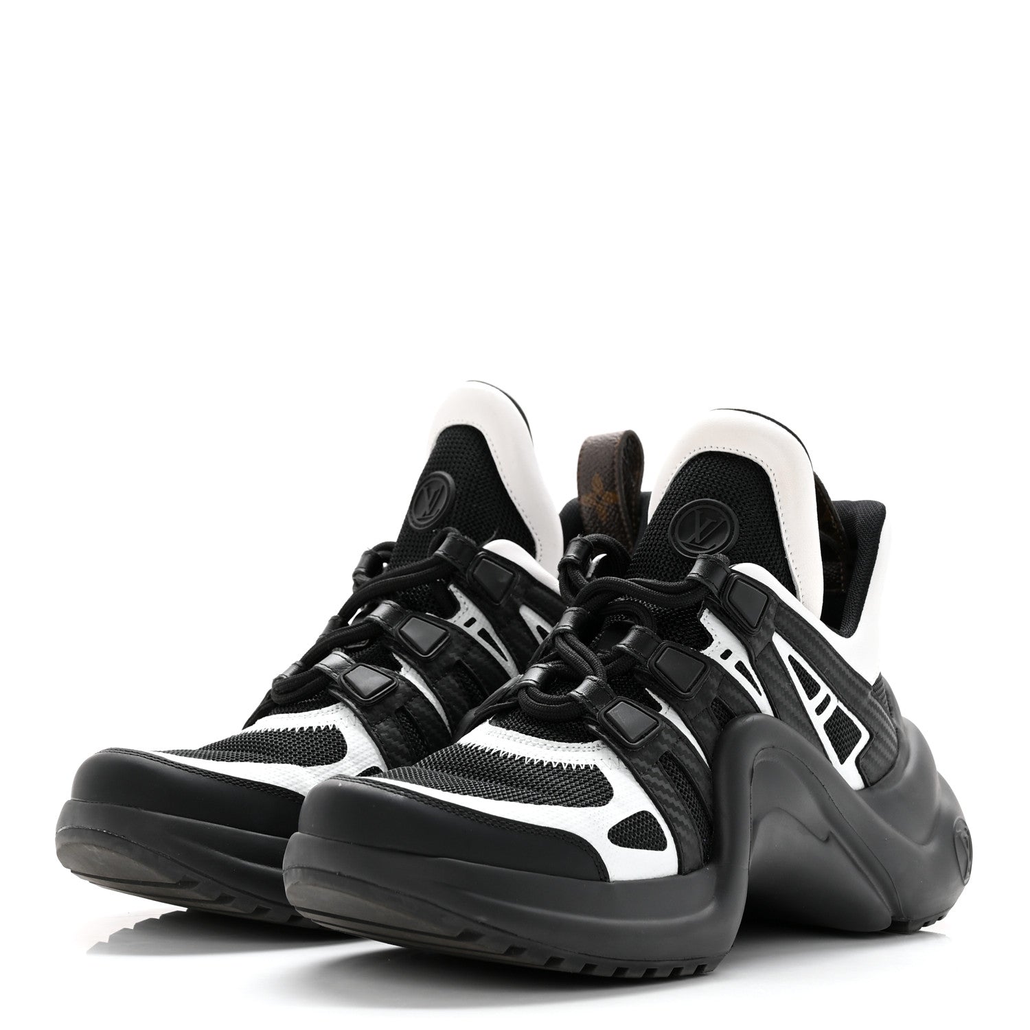 Louis Vuitton Calfskin Technical Nylon LV Archlight Sneakers 37 Black White 3 of 16