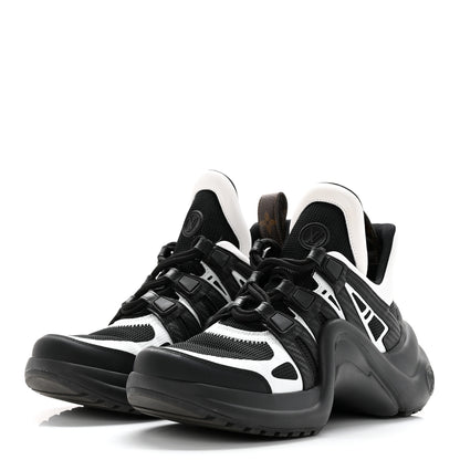 Louis Vuitton Calfskin Technical Nylon LV Archlight Sneakers 37 Black White 3 of 16