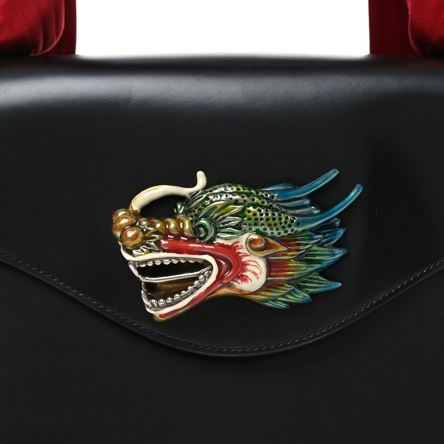 Gucci Calfskin Naga Dragon Small Shoulder Bag Black 8 of 11
