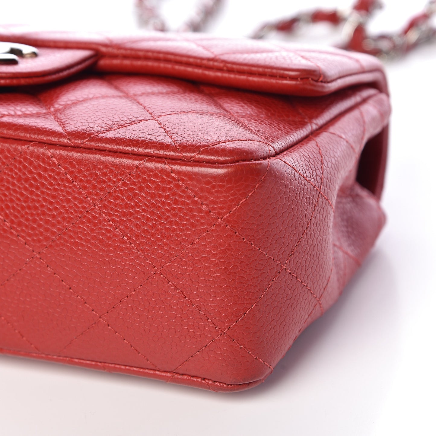Caviar Quilted Mini Rectangular Flap Red