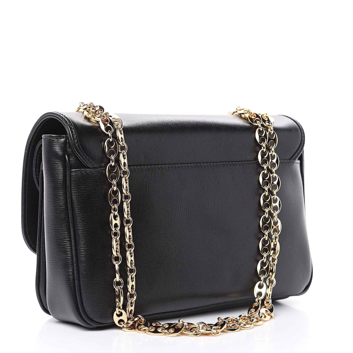 Azalea Calfskin Small Marina Chain Shoulder Bag Black
