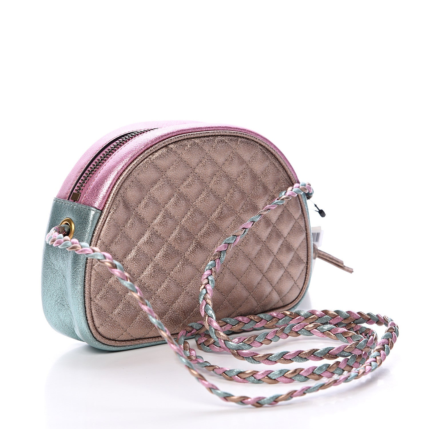 Gucci Laminated Nappa Trapuntata Mini Zumi Dome Shoulder Bag Rosa Lago Rame 2 of 10