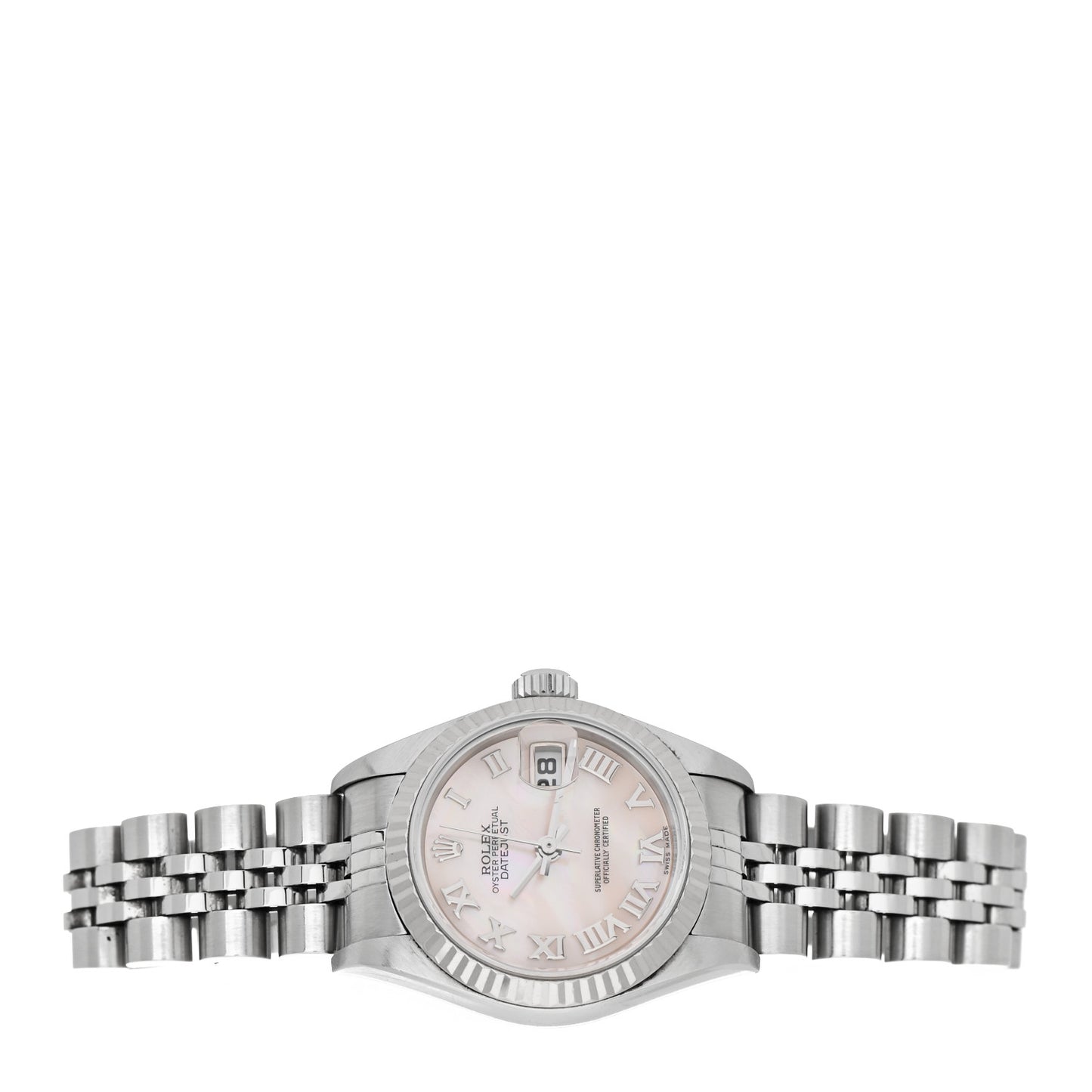 Stainless Steel 18K White Gold Mother of Pearl 26mm Oyster Perpetual Datejust Watch Roman 79174