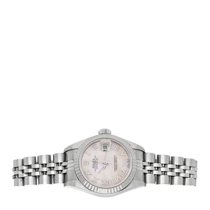 Rolex Stainless Steel 18K White Gold Mother of Pearl 26mm Oyster Perpetual Datejust Watch Roman 79174 2 of 4