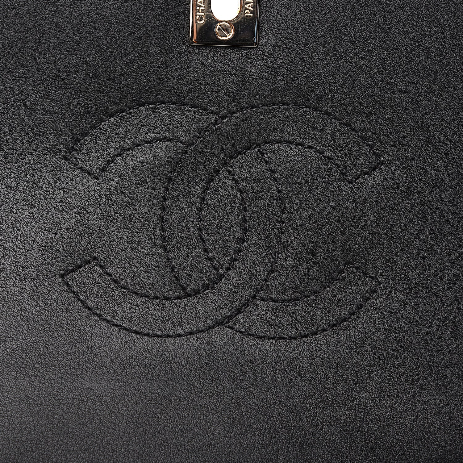 Chanel Calfskin Chevron Quilted Statement Flap Black 9 of 10