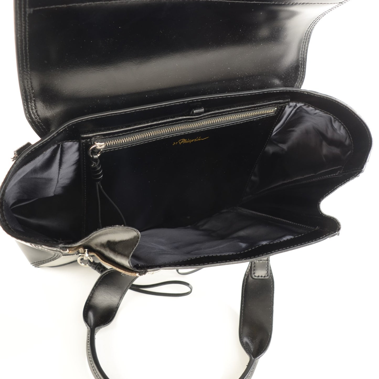 3.1 Metallic Leather Medium Specchio Pashli Satchel Black Silver