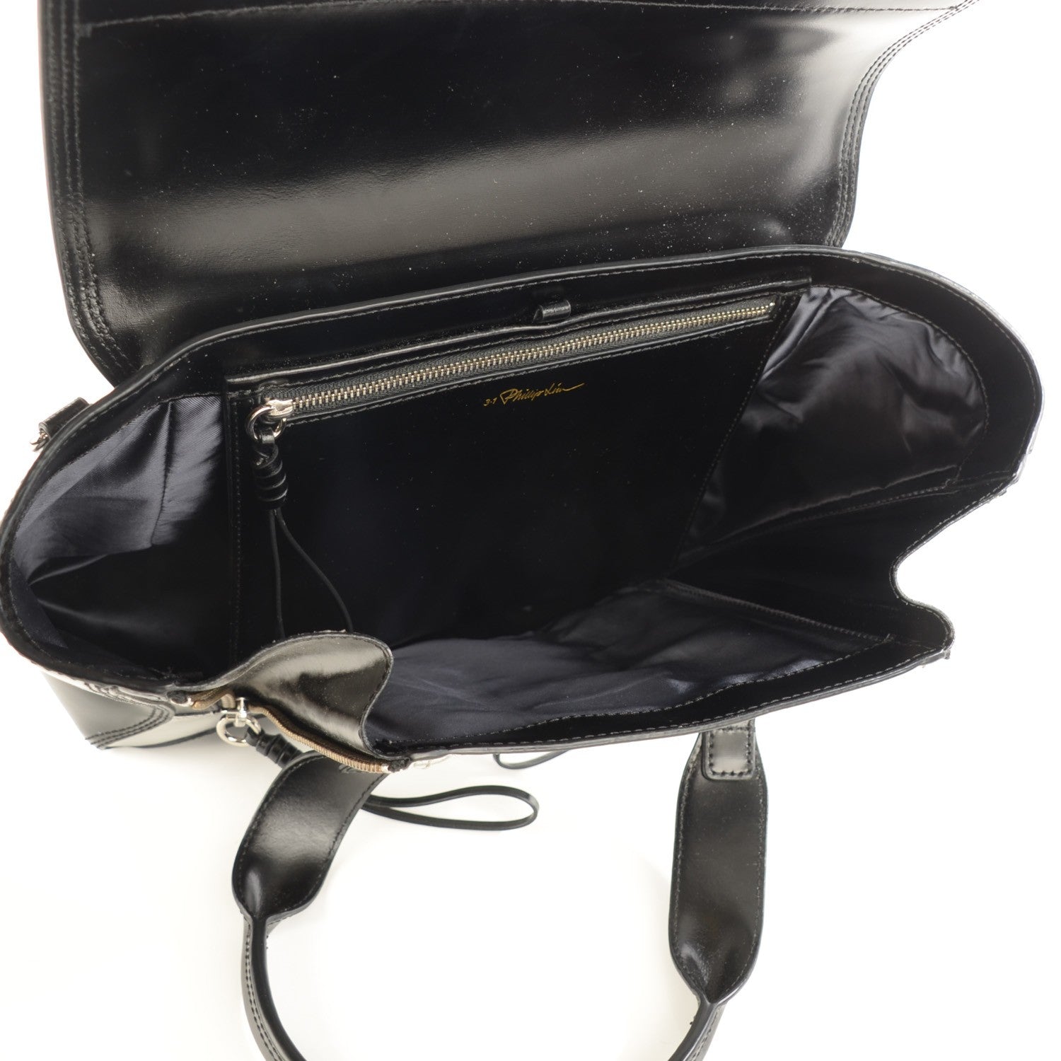 3.1 Phillip Lim 3.1 Metallic Leather Medium Specchio Pashli Satchel Black Silver 7 of 7