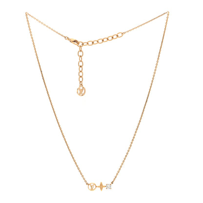 Louis Vuitton Metal Crystal Petite Louis Necklace Gold 3 of 4