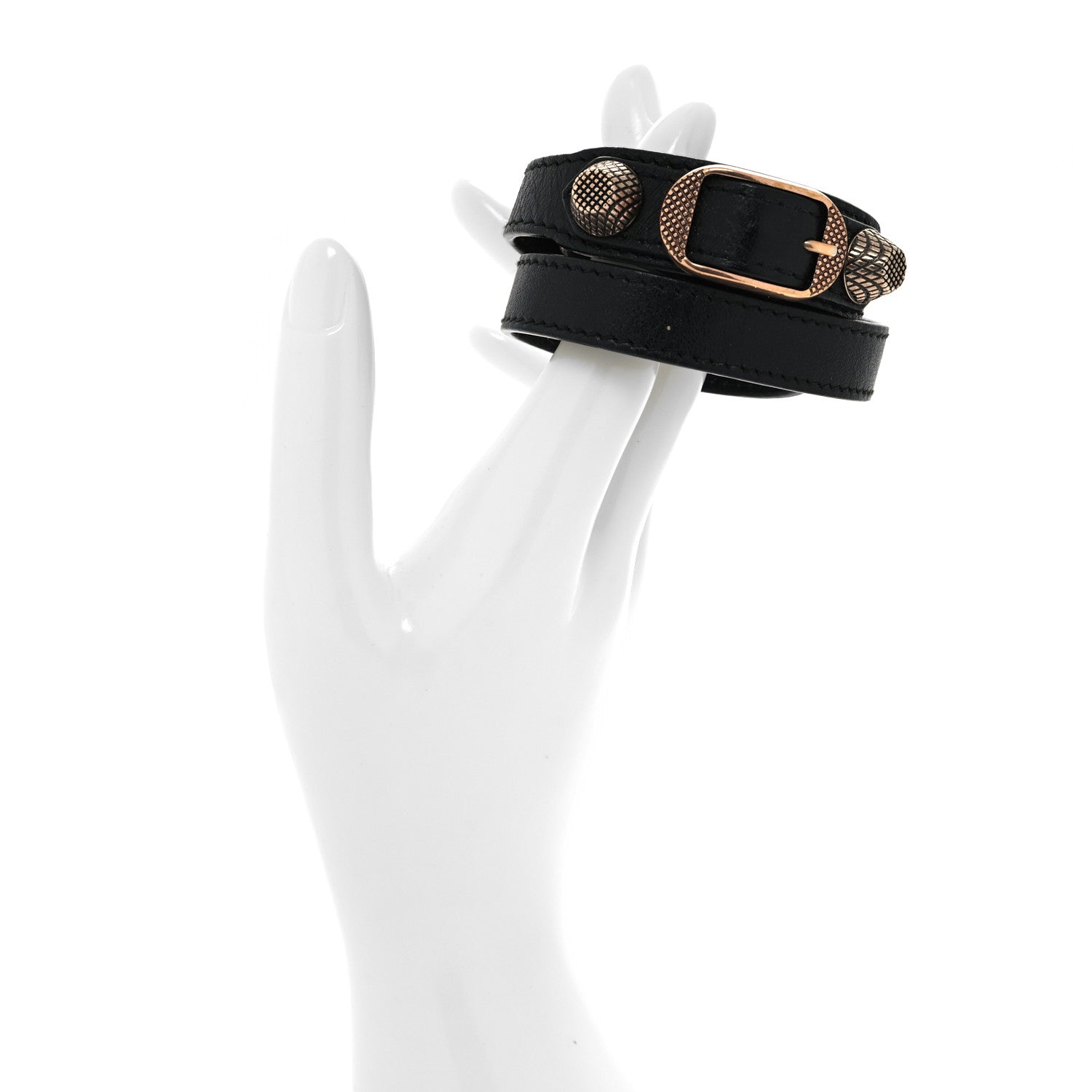 Balenciaga Agneau Giant 12 Rose Gold Hardware Triple Tour Bracelet S Black 2 of 5
