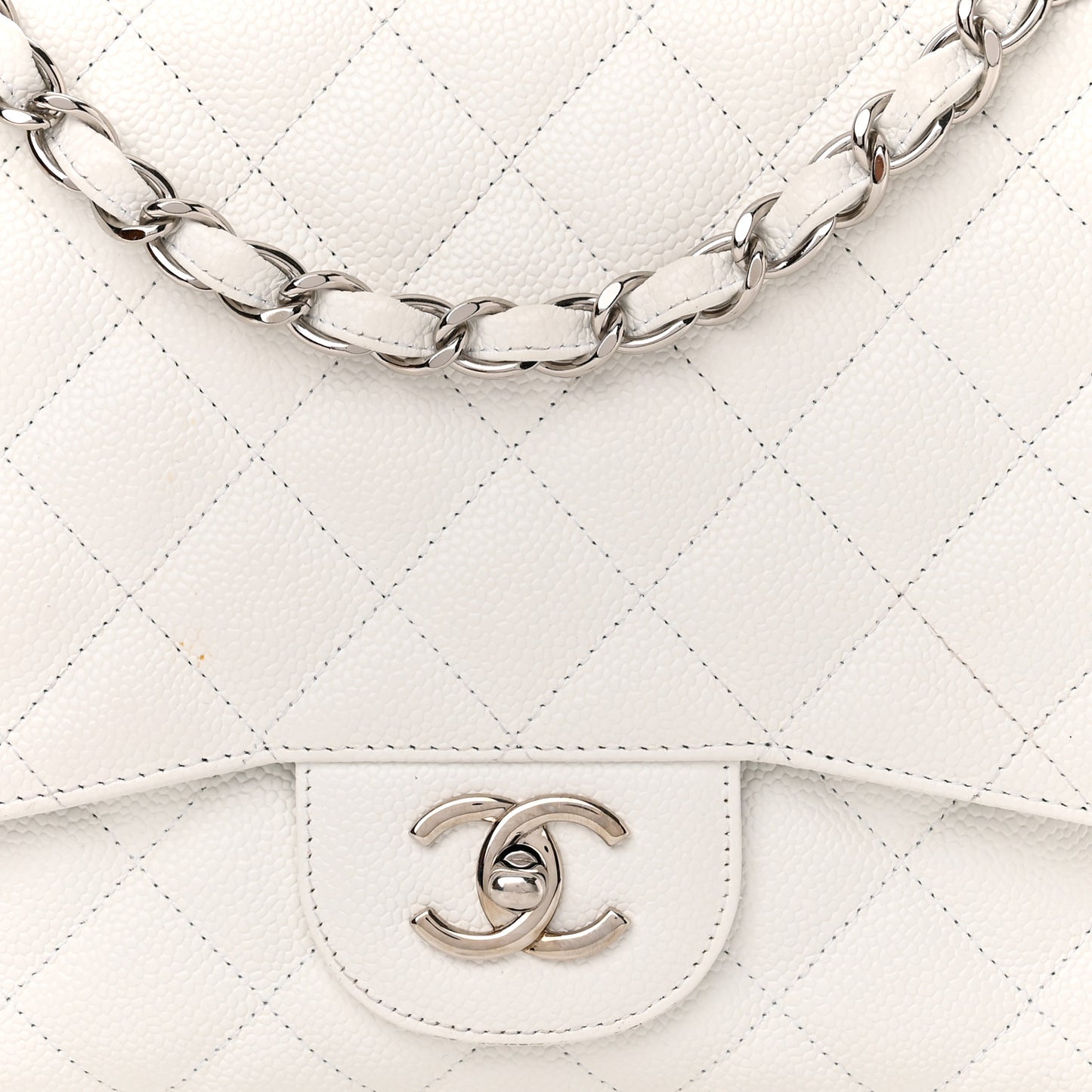Caviar Quilted Jumbo Single Flap White