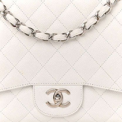 Chanel Caviar Quilted Jumbo Single Flap White 8 of 19