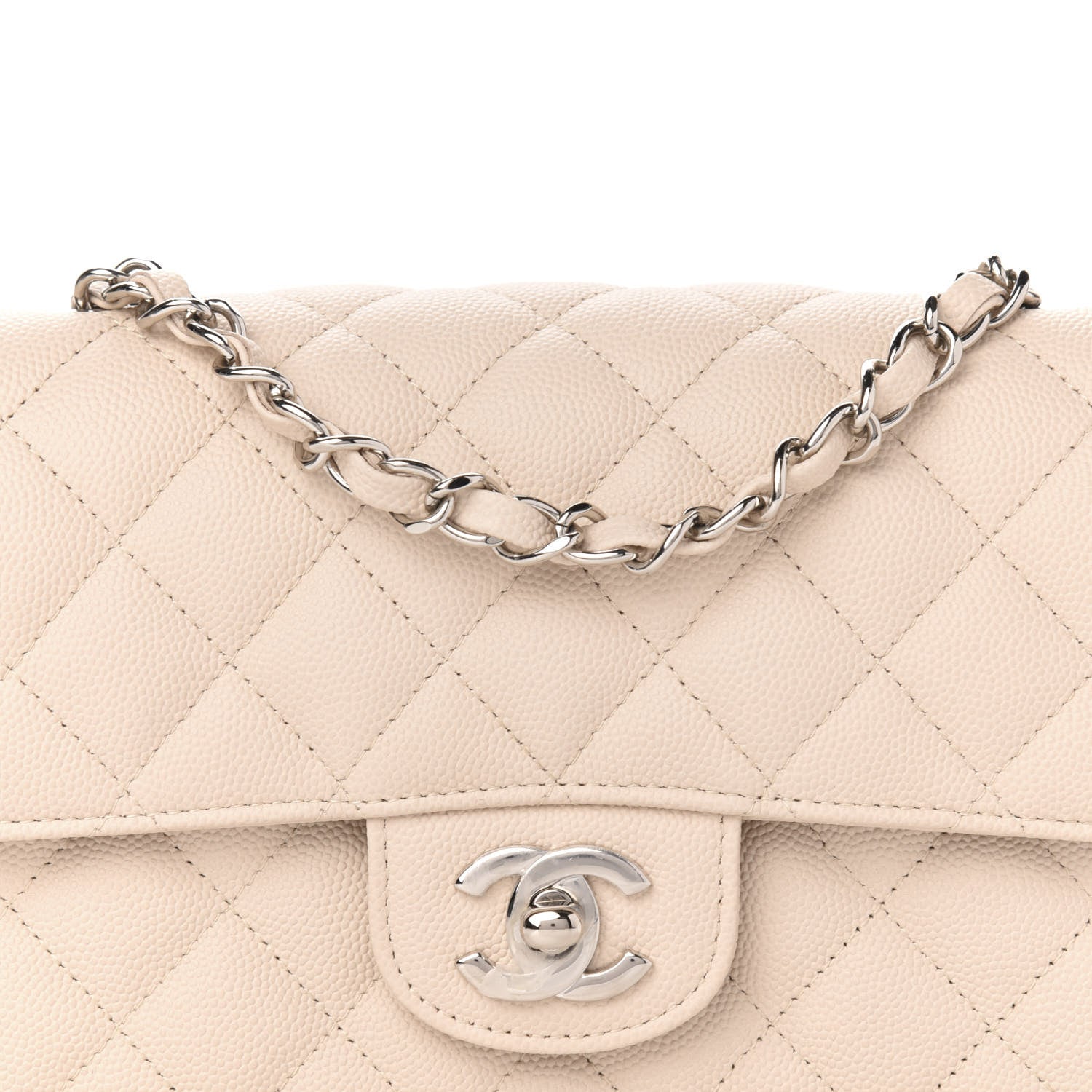 Chanel Caviar Quilted Mini Rectangular Flap Light Beige 10 of 11