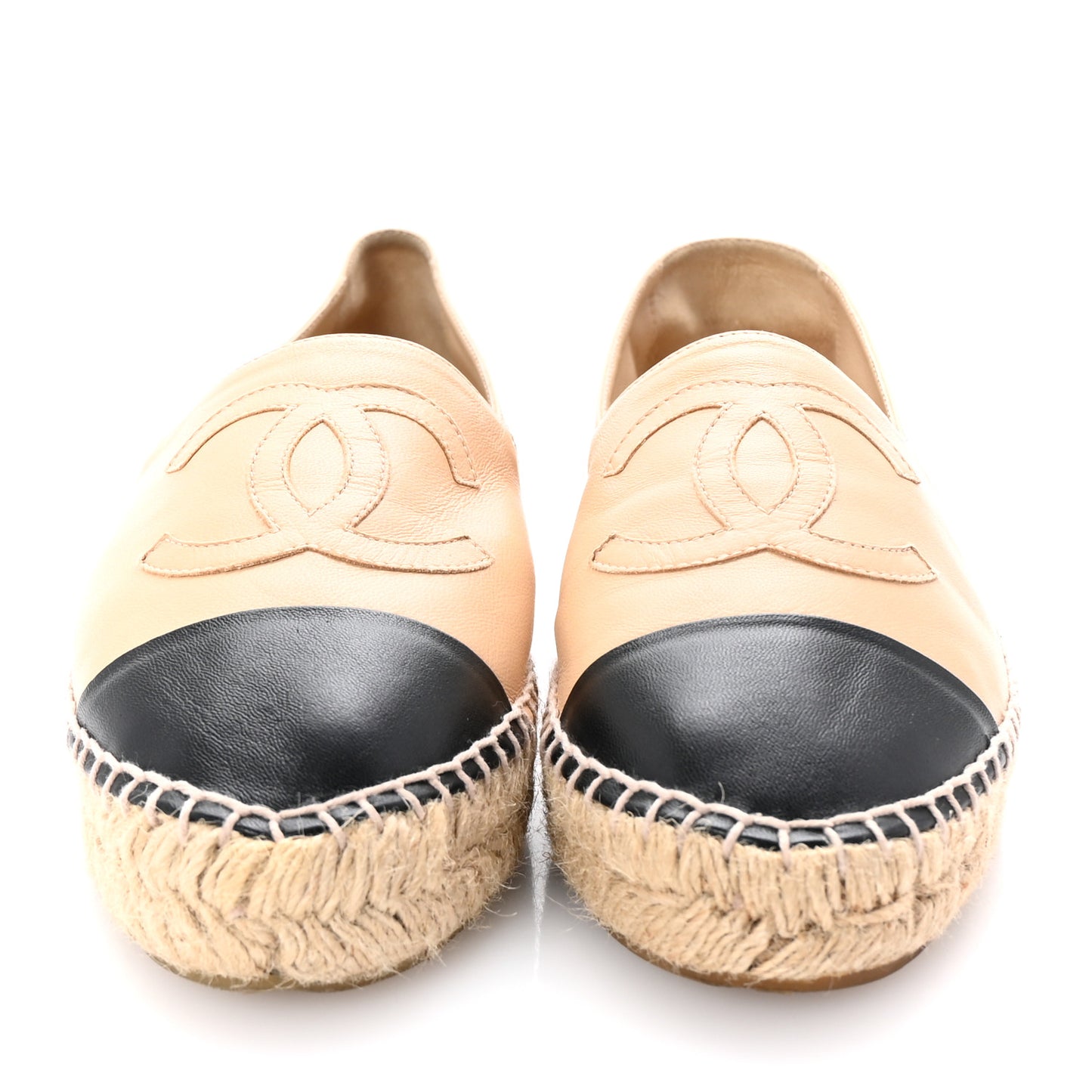 Lambskin CC Espadrilles 38 Beige Black