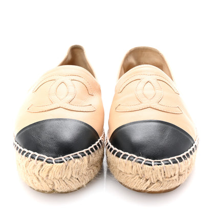 Chanel Lambskin CC Espadrilles 38 Beige Black 3 of 11