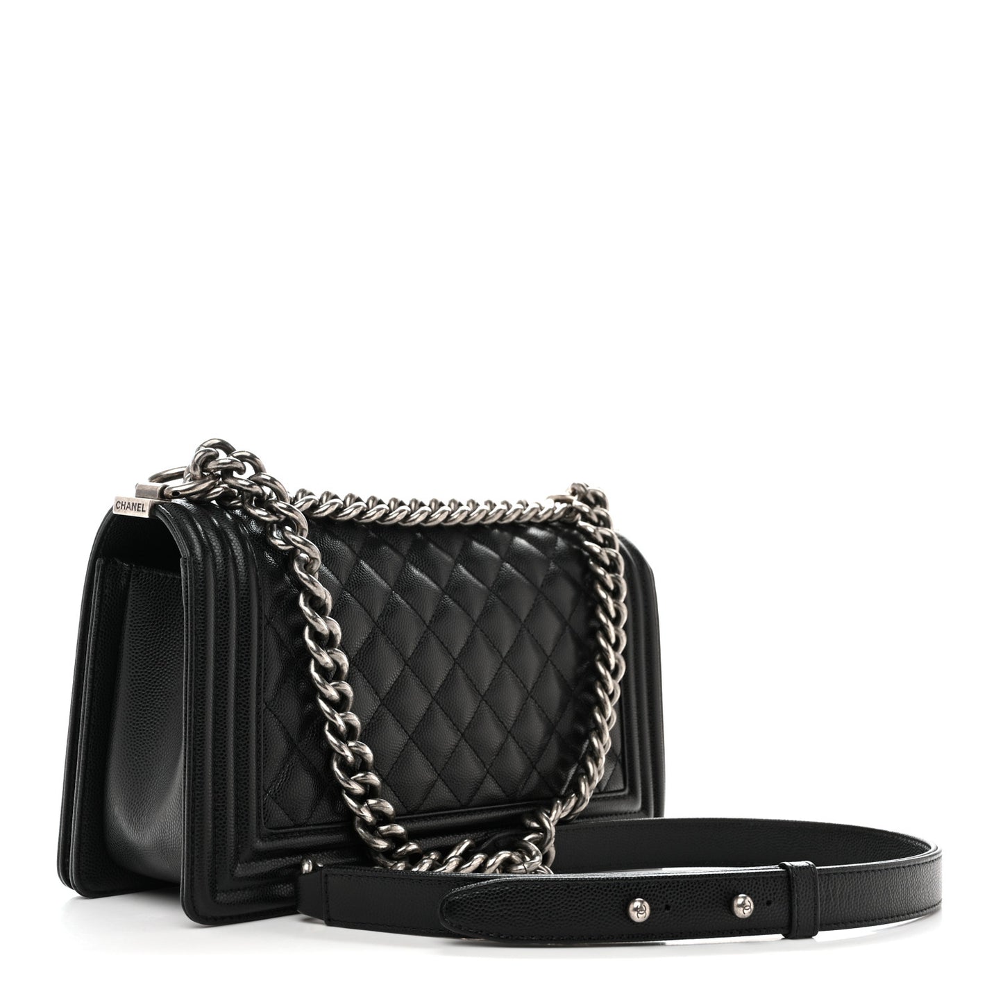 Caviar Quilted Medium Boy Flap Black