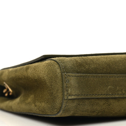 Saint Laurent Smooth Calfskin Suede Small Reversible Monogram Kate Satchel Loden Green 9 of 10